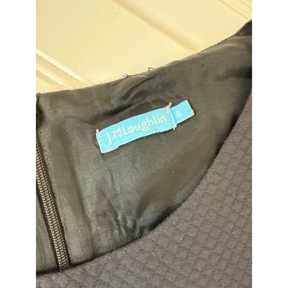 J. McLaughlin Dress Navy Blue Shift Sleeveless Office Ribbon Pockets Mini Size 8 - Picture 6 of 9